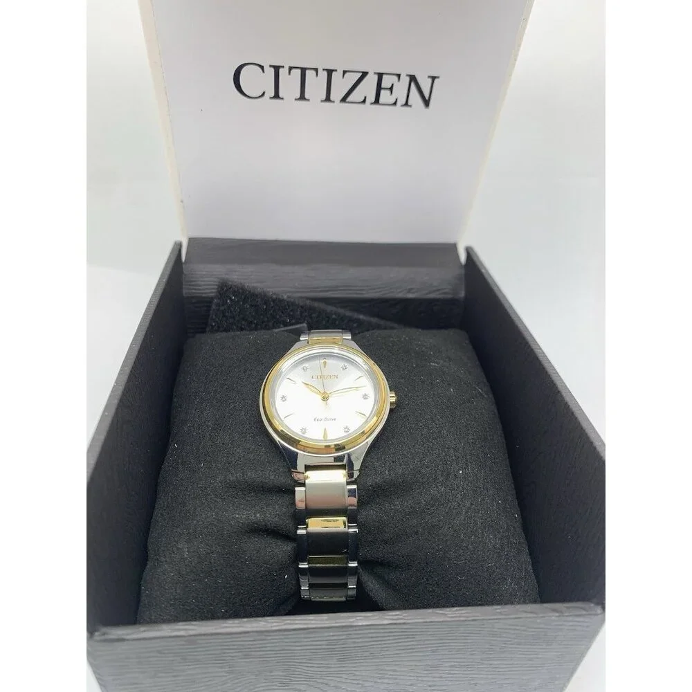 Citizen Women's Watch FE2104-50A Eco Drive Diamond Accent Dial Two Tone Steel